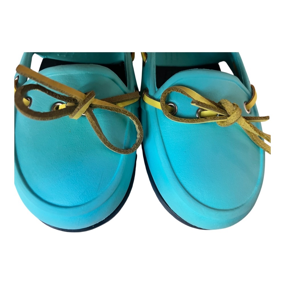 Crocs Women's Shoes Sz 8 Turquoise Blue Yellow Boat Shoes Slip On Comfort - Picture 7 of 10